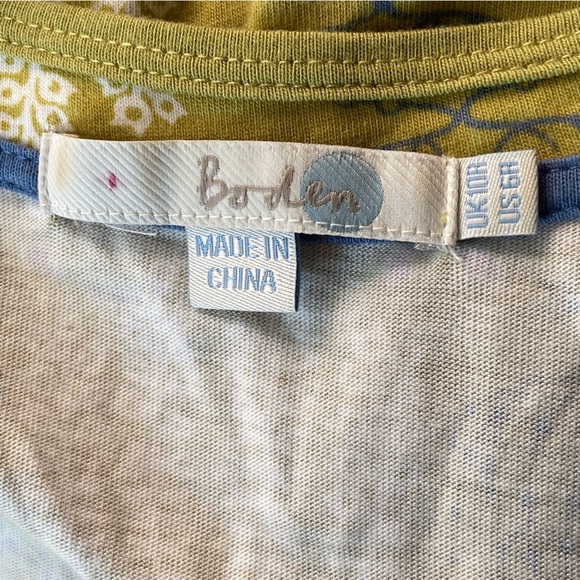 Boden Margot Scoop Neck Olive Green Botanical Print Dress Sz 6 - Picture 10 of 11